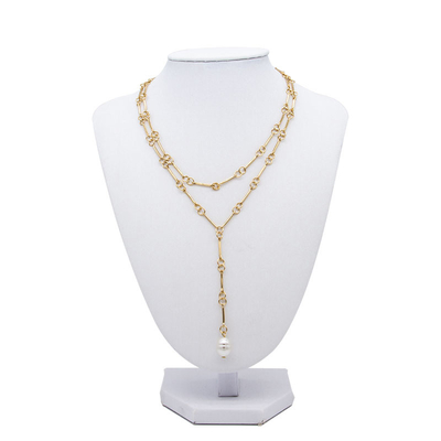 47mm Goldketten Halskette Faux-, denperle runde Bänder baumeln, entwerfen Mode-Schmuck