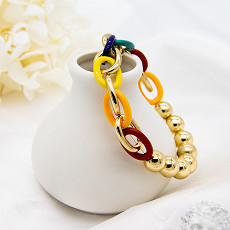 Der Edelstahl-Mann-Armband-elastischer Seil-gelbes Goldinnerer Durchmesser 7.5cm der Liebhaber
