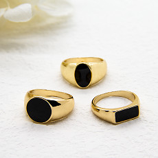 Schwarzes Steinsilber-Gold des diamant-925 überzog Ring Round Hoop 17mm für Mädchen