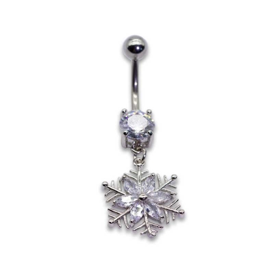 Diamant-Bauchnabel der Schnee-Blume glänzendes 7mm durchbohrendes Schmuck-Silber