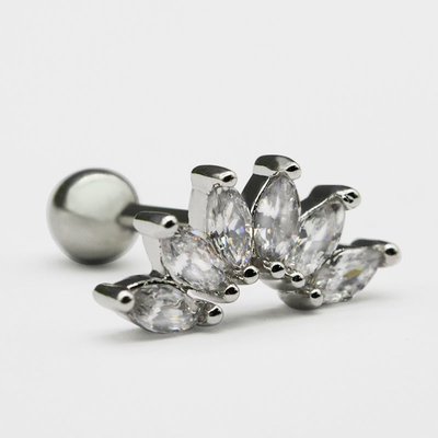 6 Marquise Stones Piercing Earrings Studss 316 Stücke Edelstahl-1.2mm 16G