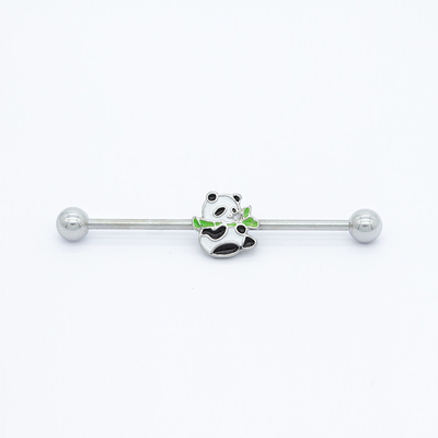 Netter Edelstahl 38mm Email-Panda Industrial Bar Piercing Jewelrys 316