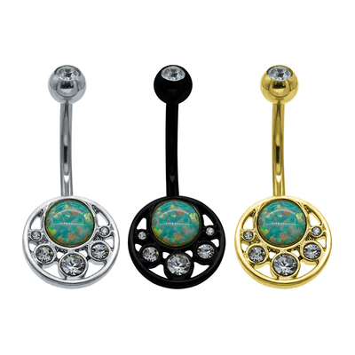 Kristall-Opal Design Belly Ring Jewelry-Edelstahl-Körper-Schmuck-Frauen