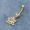 316 der Edelstahl-Körperpiercing-Schmuck-Gold überzog Lotus Dangle Pink Gem
