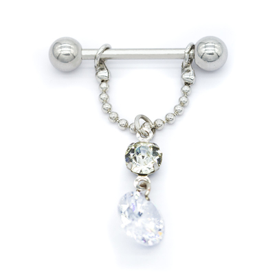Klarer runder Zircon-Stein-baumelnder Nippel-Durchdringen-Schmuck 14G 16mm