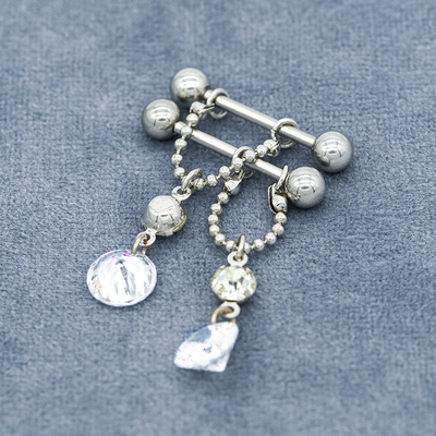 Klarer runder Zircon-Stein-baumelnder Nippel-Durchdringen-Schmuck 14G 16mm