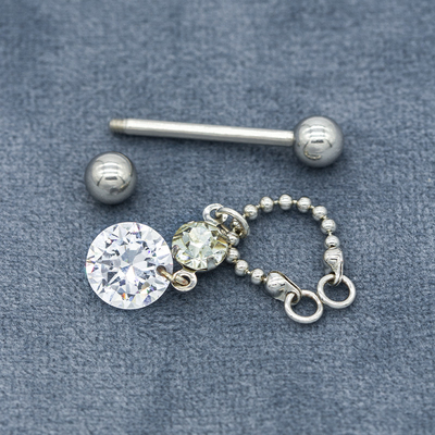 Klarer runder Zircon-Stein-baumelnder Nippel-Durchdringen-Schmuck 14G 16mm